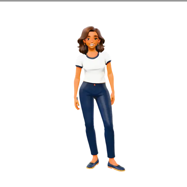 Personagem cliente em 3D segurando celular